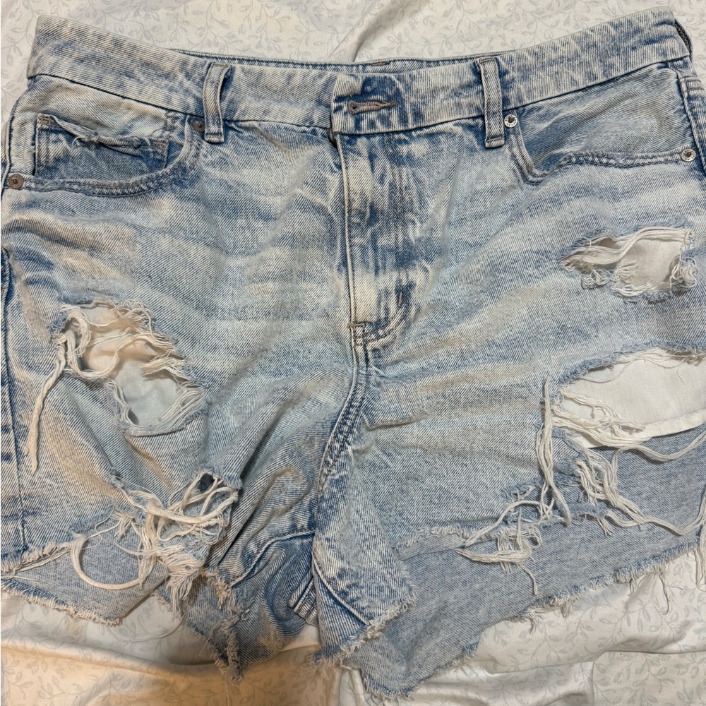 American Eagle Distressed Light Blue Denim Shorts